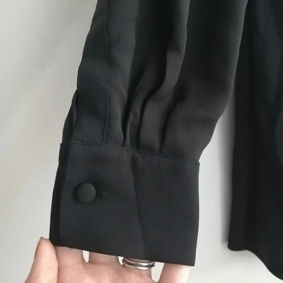 Moschino Cheap and Chic Pleated Tuxedo Style 100% Silk Long Sleeve Blouse Size 6 - Picture 7 of 16